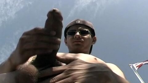 Latino twink jerking his cock